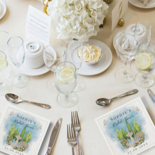 Elegant fountain flowers doves Bridal Shower Napkins