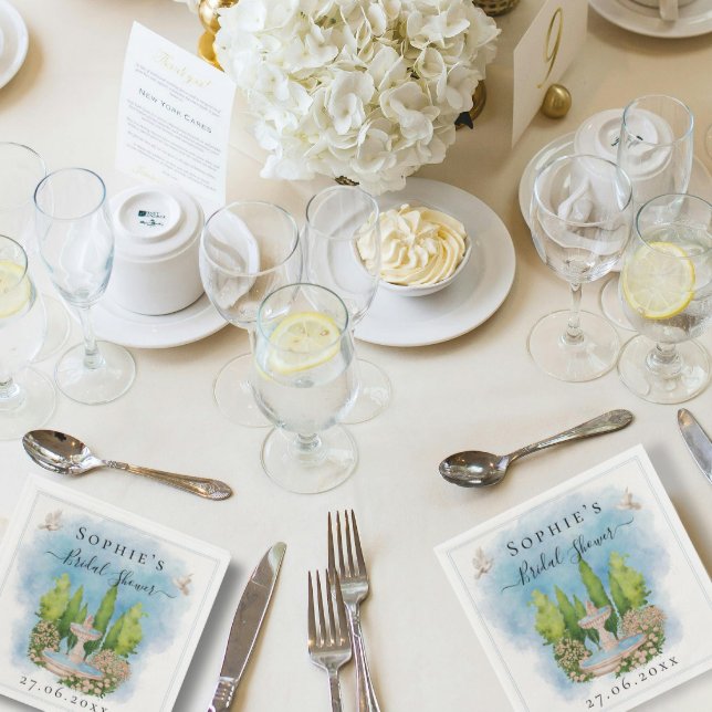 Elegant fountain flowers doves Bridal Shower Napkins (Creator Uploaded)