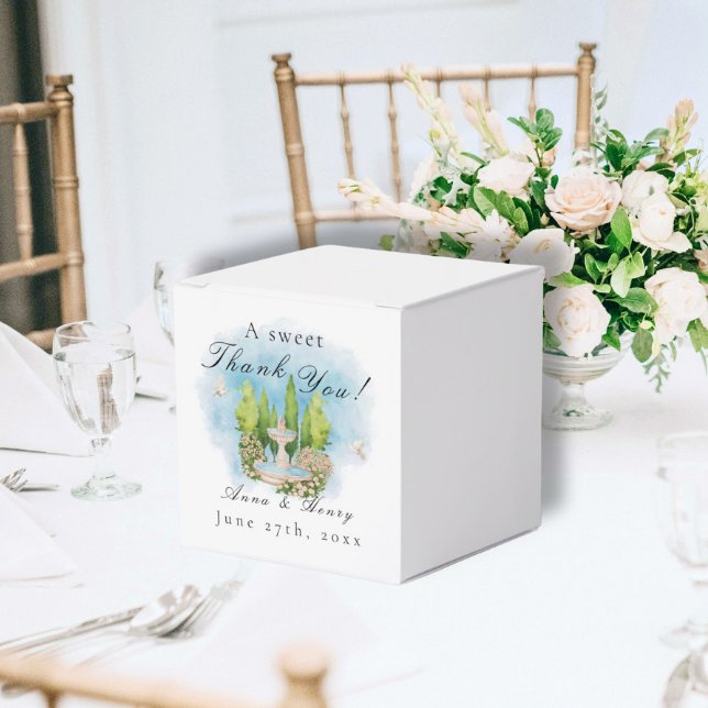 Elegant Fountain flowers Wedding doves Thank You Favor Boxes (Creator Uploaded)