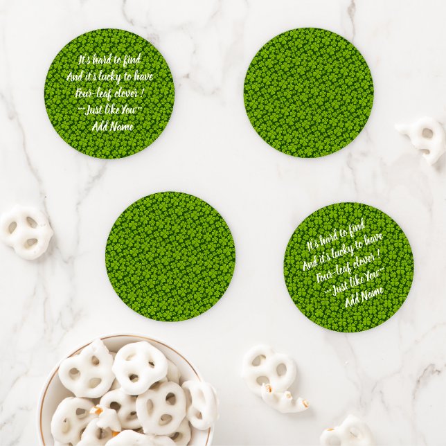Elegant Four Leaf Clover Floral Coaster Set (In Situ)