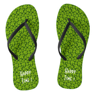 Elegant Four Leaf Clover Floral Flip Flops