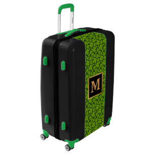 Elegant Four Leaf Clover Floral Luggage