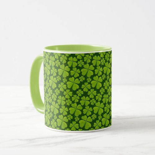 Elegant Four Leaf Clover Floral Mug