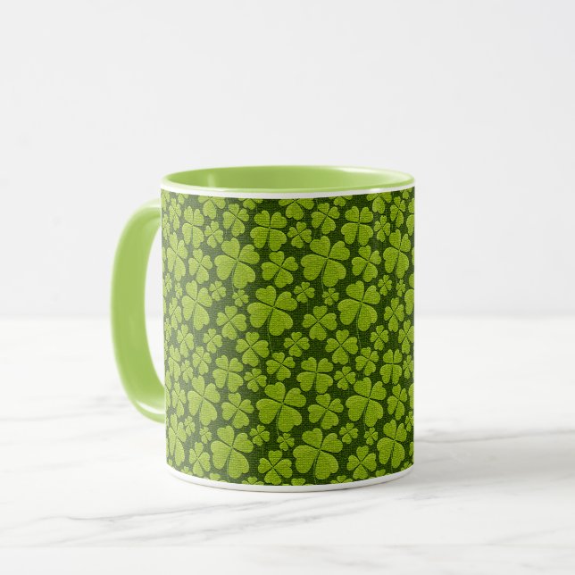Elegant Four Leaf Clover Floral Mug (Front Left)