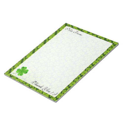 Elegant Four Leaf Clover Floral Notepad