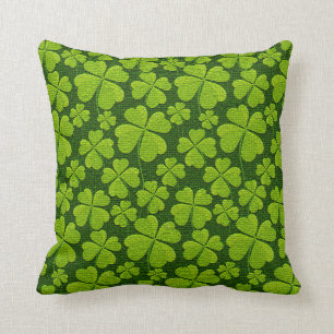 Elegant Four Leaf Clover Floral Throw Pillow