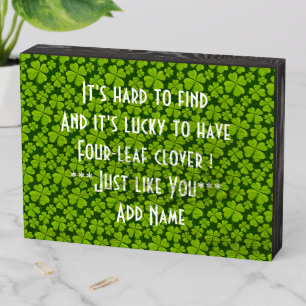 Elegant Four Leaf Clover Floral Wooden Box Sign