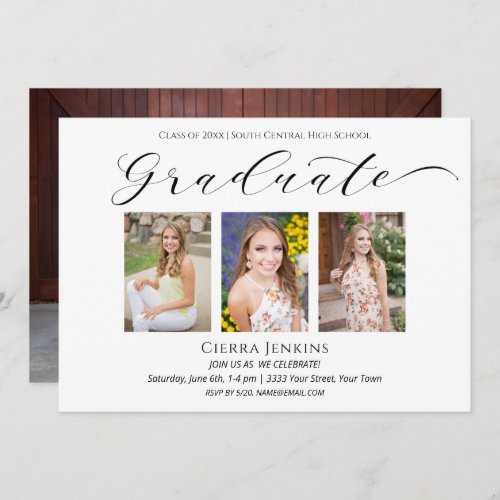 Elegant Four Photo Graduation Landscape Invitation