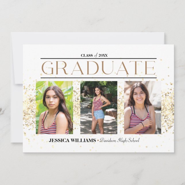 Elegant Four Photo Graduation Postcard (Front)