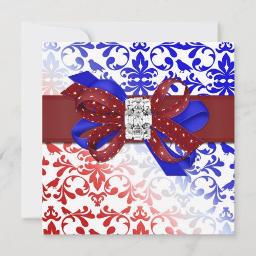 Elegant Fourth of July Invitation with Diamond Bow