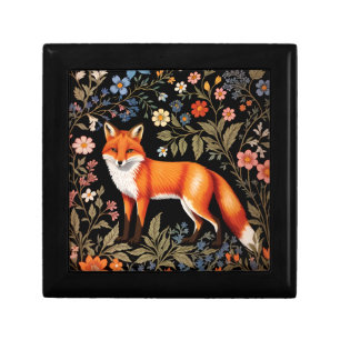 Elegant Fox Black Colorful Floral Gift Box