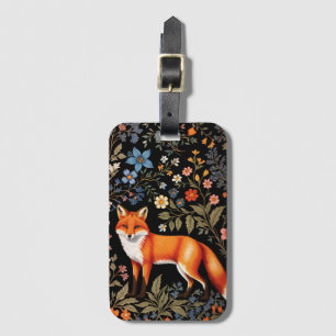 Elegant Fox Black Colorful Floral Luggage Tag