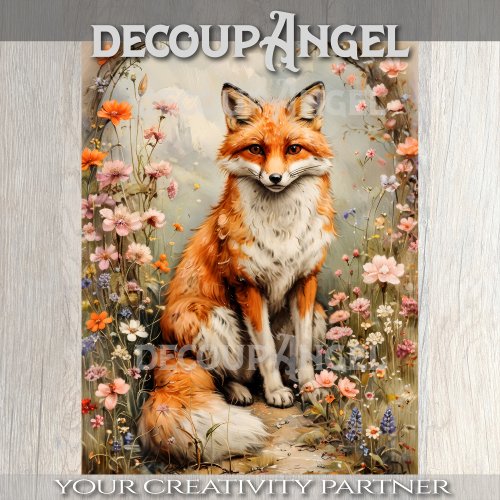 Elegant Fox _ Decoupage _ Tissue Paper
