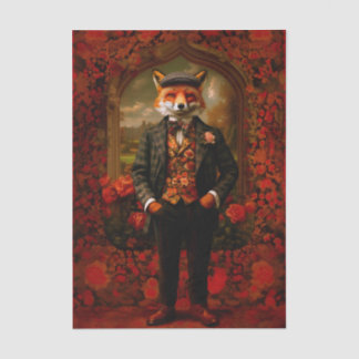 Elegant Fox Gentleman Portrait EW5 Decoupage Tissue Paper