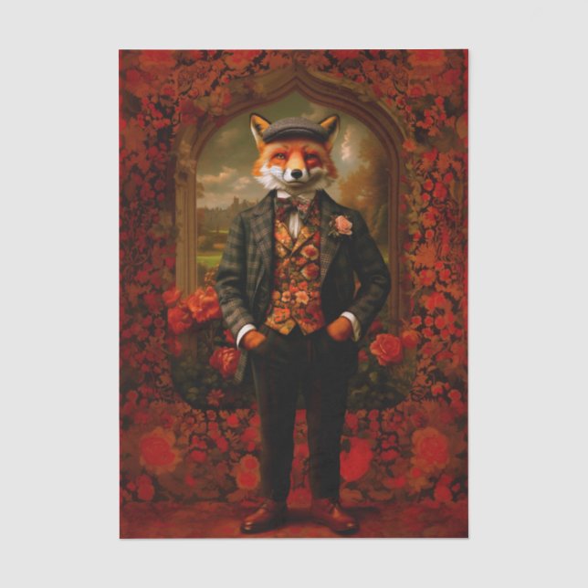 Elegant Fox Gentleman Portrait EW5 Decoupage Tissue Paper (Front)
