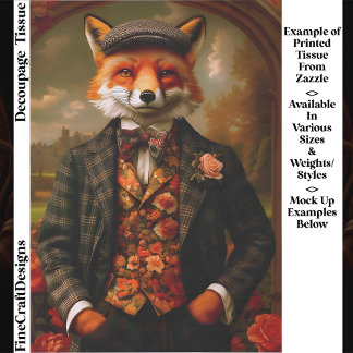 Elegant Fox Gentleman Portrait EW5ZZ Decoupage Tissue Paper