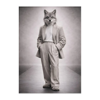 Elegant Fox in Light Modern Suit Portrait Acrylic Print