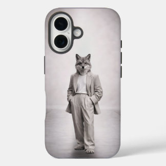 Elegant Fox in Light Modern Suit Portrait iPhone 16 Case
