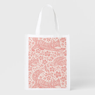 Elegant Fox Sakura Calligram Floral Pink Typograph Grocery Bag