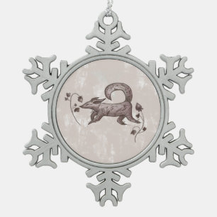 elegant fox snowflake pewter christmas ornament