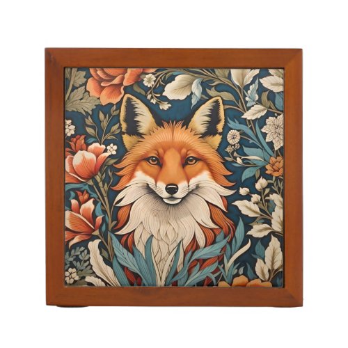 Elegant Fox William Morris Inspired Floral Desk Organizer