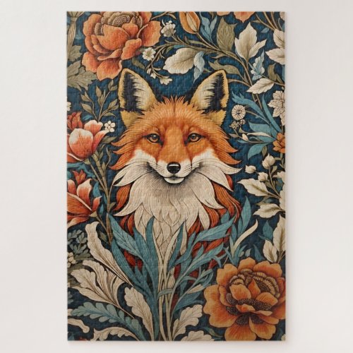 Elegant Fox William Morris Inspired Floral Jigsaw Puzzle