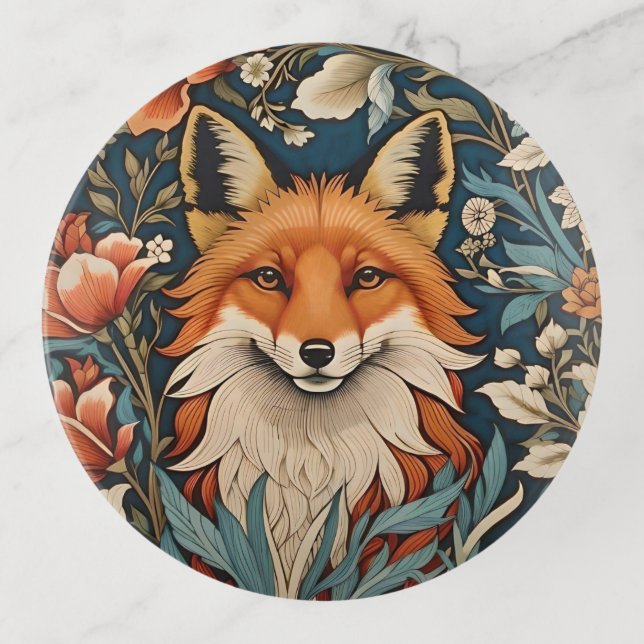 Elegant Fox William Morris Inspired Floral Trinket Tray (Front)