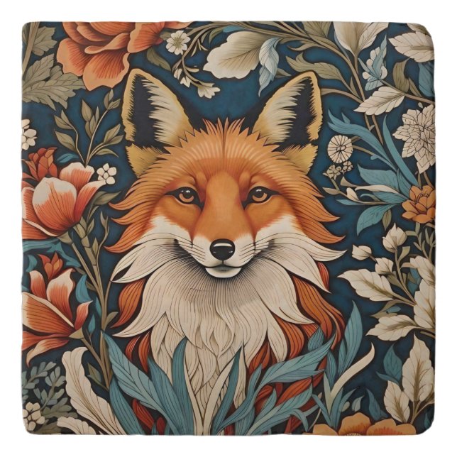 Elegant Fox William Morris Inspired Floral Trivet (Front)