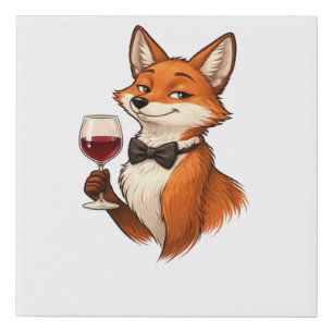 Elegant Fox with Wine Glass  Faux Canvas Print