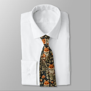 Elegant Foxes William Morris Inspired Pattern Neck Tie