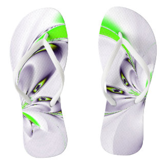 Elegant Fractal Touch of Green Flip Flops