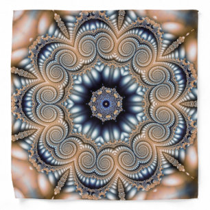 Elegant Fractal Unique Gold Blue Pattern Bandana