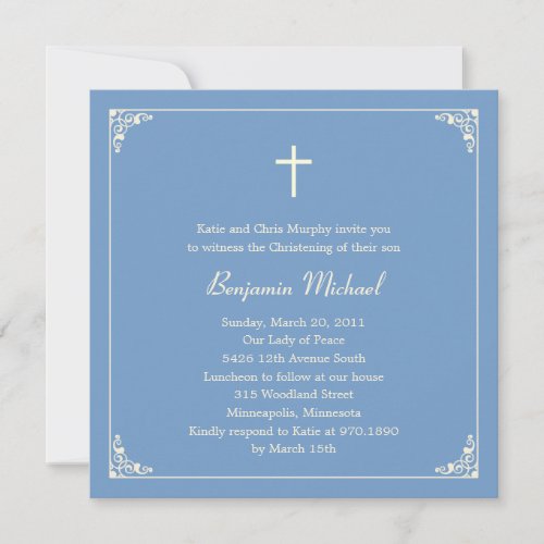 Elegant Frame Baptism/Christening Invitation