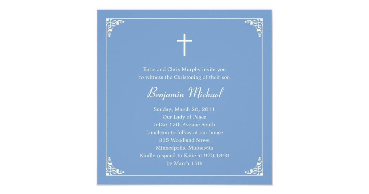 Elegant Frame Baptism/Christening Invitation