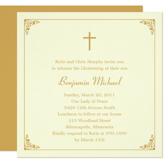 Elegant Frame Baptism/Christening Invitation