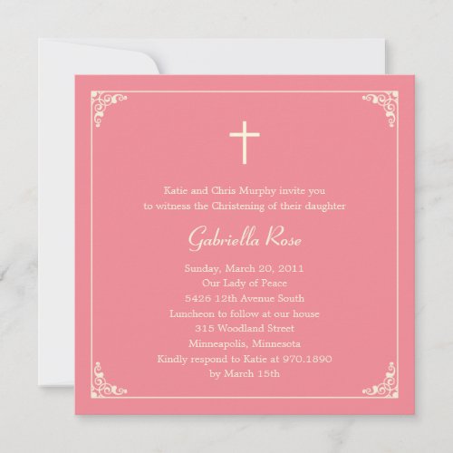 Elegant Frame Baptism/Christening Invitation