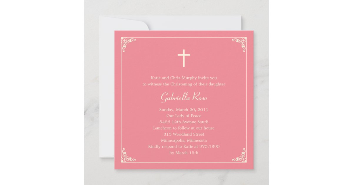 Elegant Frame Baptism/Christening Invitation | Zazzle