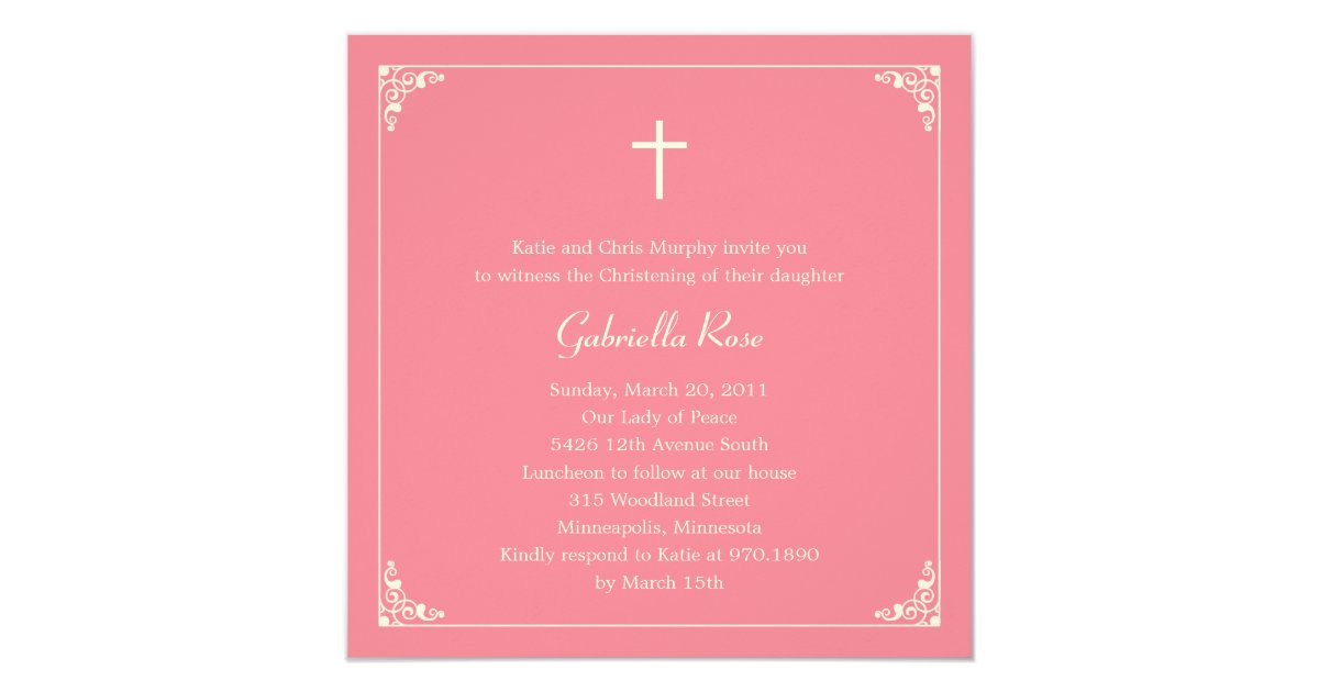 Elegant Frame Baptism/Christening Invitation | Zazzle.com