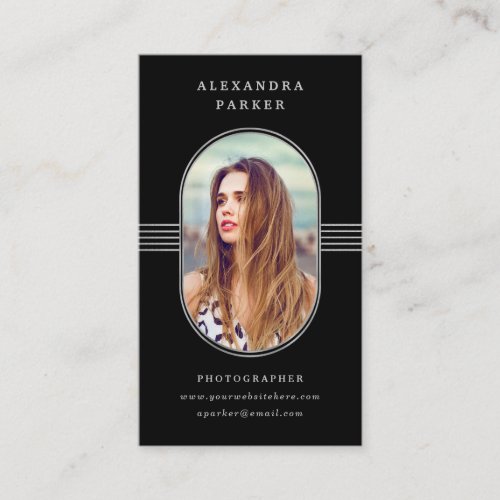 Elegant Frame  Black and Silver Photo Business Card