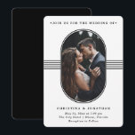 Elegant Frame | Black and White Photo Wedding Invitation<br><div class="desc">These elegant,  black and white wedding invitations feature a rounded black frame surrounding your personal photo,  with matching geometric lines and modern text on a simple,  white background. A minimalist and stylish design.</div>