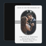 Elegant Frame | Black and White Photo Wedding Invitation<br><div class="desc">These elegant,  black and white wedding invitations feature a rounded black frame surrounding your personal photo,  with matching geometric lines and modern text on a simple,  white background. A minimalist and stylish design.</div>