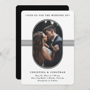 Elegant Frame Black and White Photo Wedding Invitation
