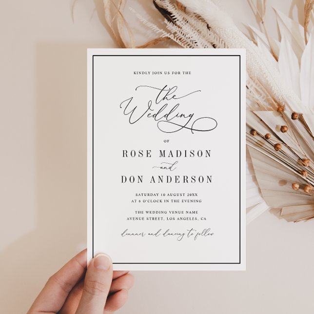 Elegant frame black and white wedding invitation (Creator Uploaded)