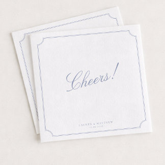 Elegant Frame Blue Wedding Napkins