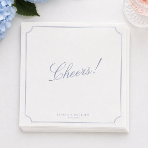 Elegant Frame Blue Wedding Napkins