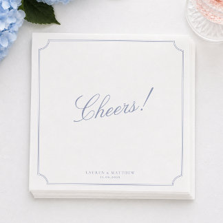 Elegant Frame Blue Wedding Napkins