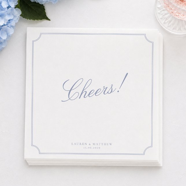 Elegant Frame Blue Wedding Napkins (Creator Uploaded)