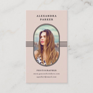 Elegant Frame Blush Pink Photo Business Card