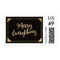 Elegant Frame Border Faux Gold Merry Everything Postage
