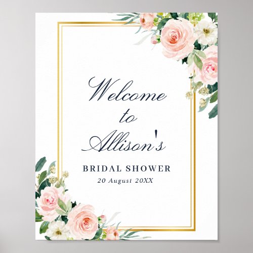 elegant frame bridal shower welcome sign